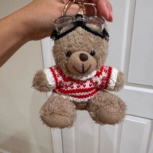 NWT universal thread Teddy Bear Keychain with Red Striped Sweater